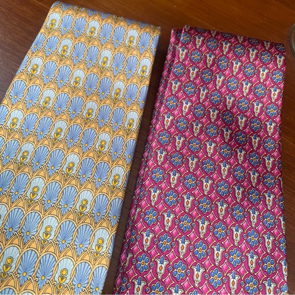 Faberge Luxury Silk Handmade Neck Tie multicolor lot of 2